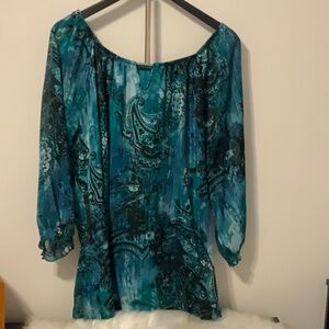 Elegant Teal Paisley Women's Top